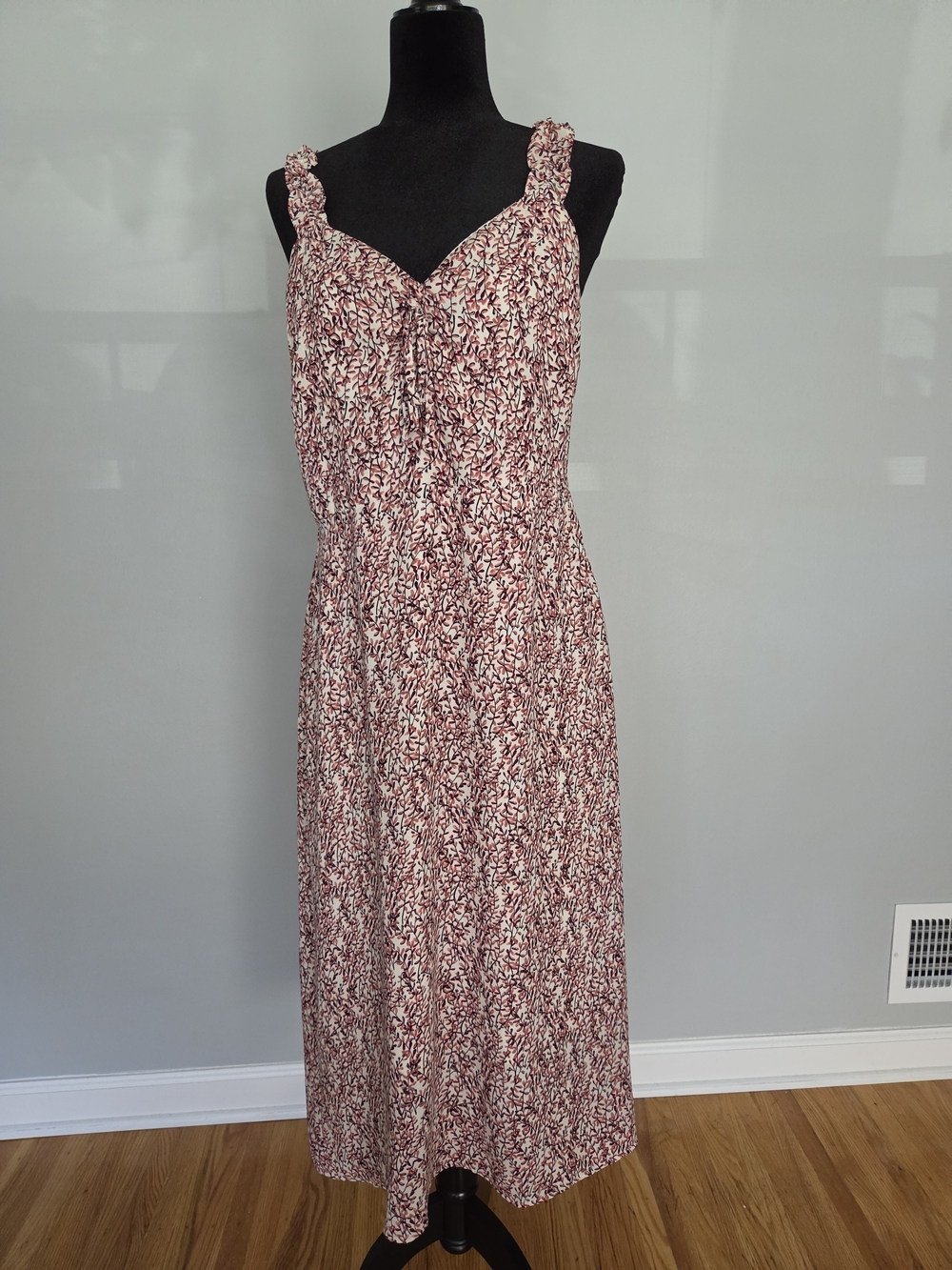 Lucy Paris Red Floral Midi Dress with Knotted Straps